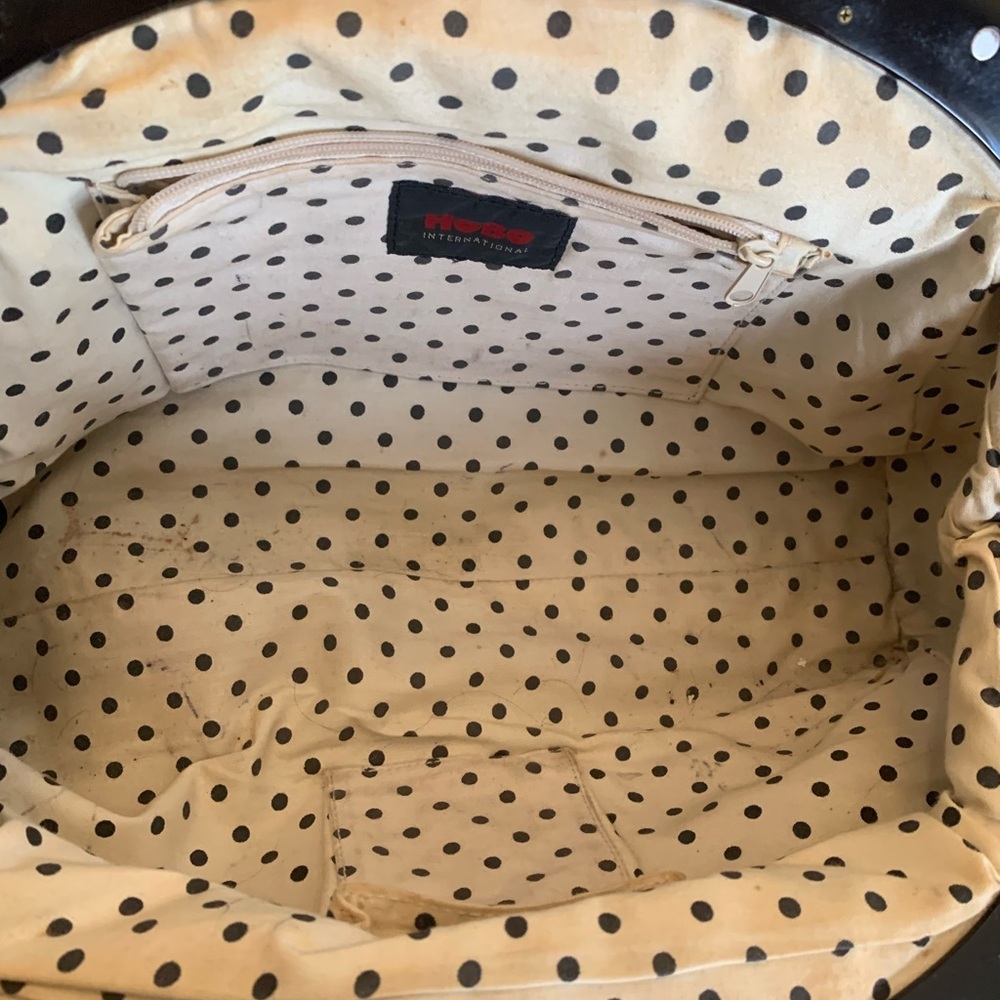 Hobo International White Patent Leather w/ Black Frame Bag clam shell vtg retro - Picture 13 of 16